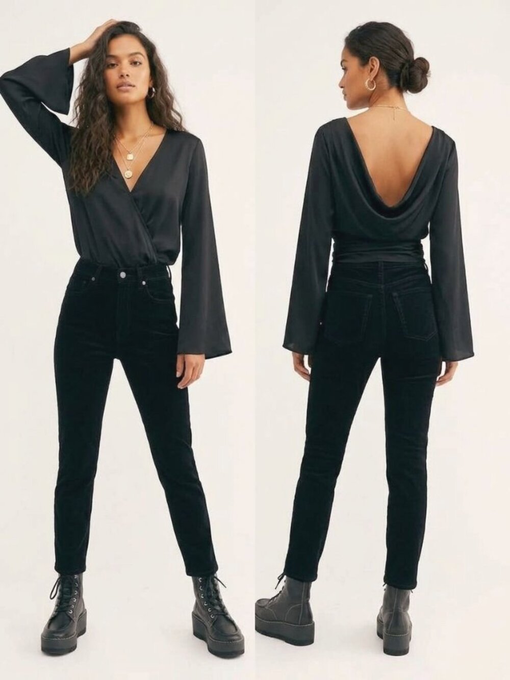We The Free Black Stella Velvet High-Rise Skinny Jeans Size 27